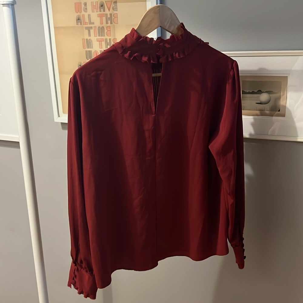 Zara Ruffle Neck in Merlot - Picture 3 of 9